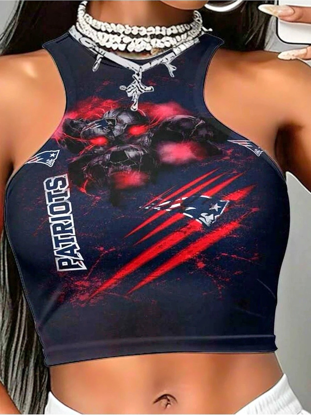 *NEW IN PACKAGE* Women's NEW ENGLAND PATRIOTS NFL SEXY Crop Tank Top Sz M